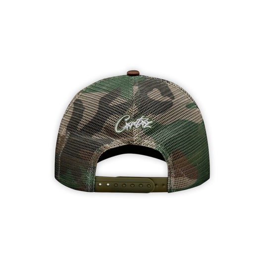 Corteiz Island Woodland Camo Logo Trucker