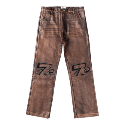 Triple Sevens Logo Leather Pants