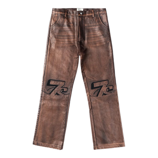 Triple Sevens Logo Leather Pants