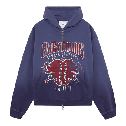 EMESTUDIOS Dusk Blue Ribbon Zip Hoodie