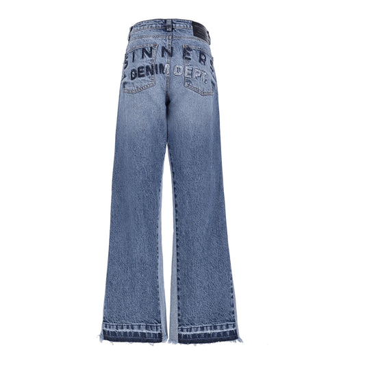 Sinners Embroidered Flared Jeans