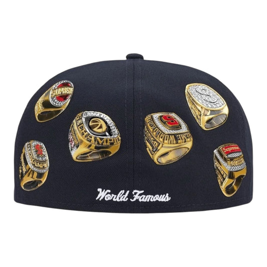 Supreme Rings Box Logo New Era Navy Cap