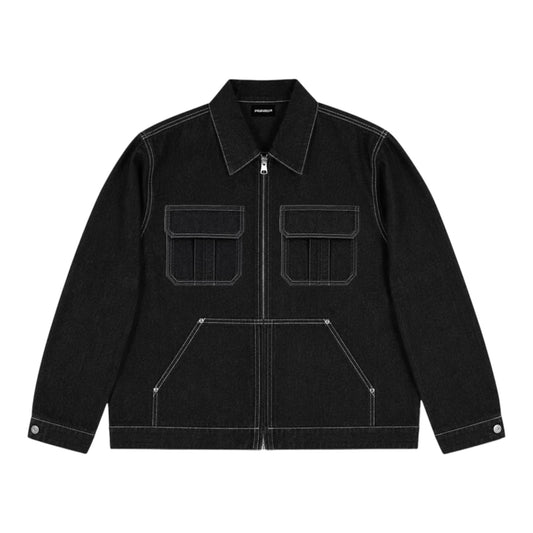PIGNEO Carpenter Jacket Raw Denim Negro