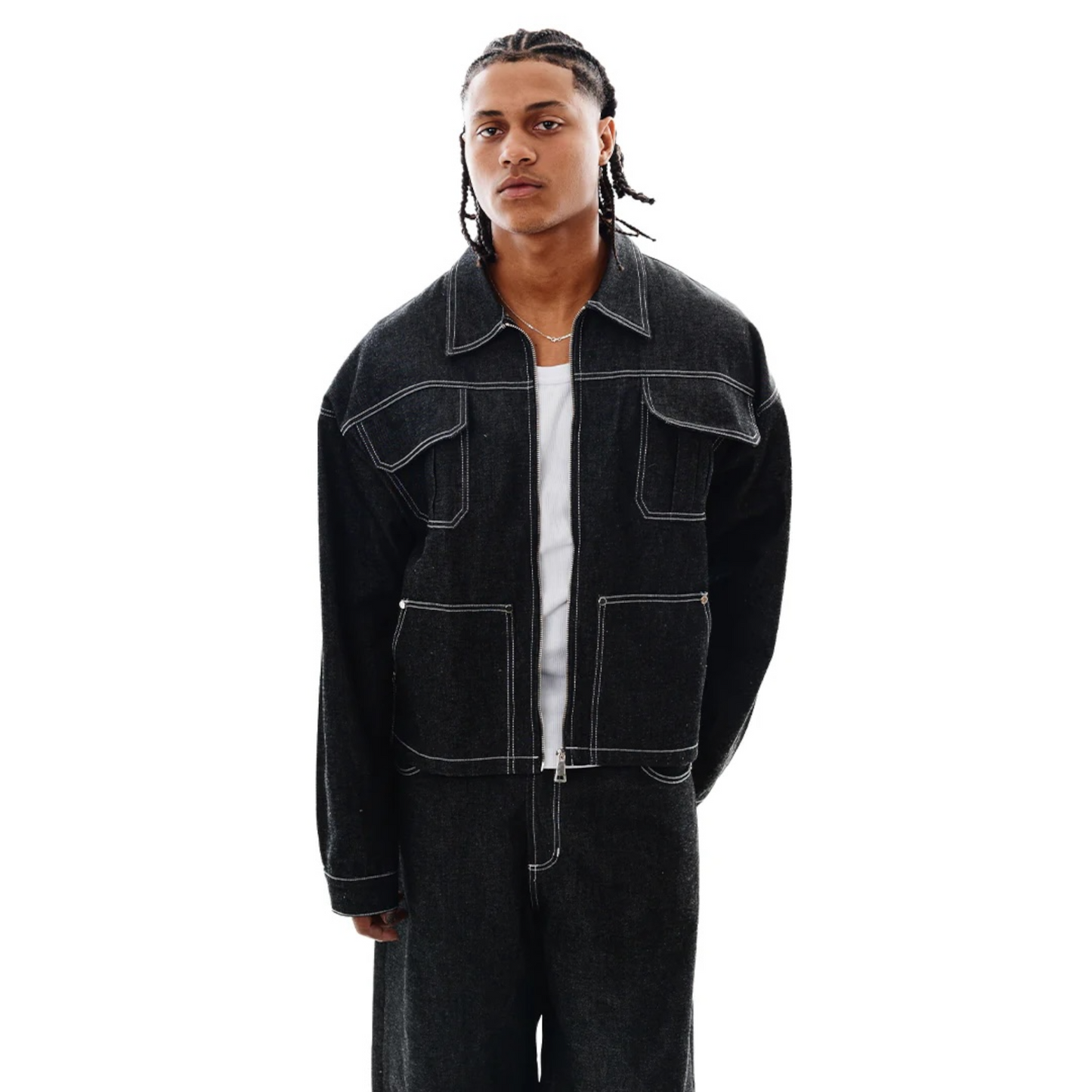 PIGNEO Carpenter Jacket Raw Denim Negro