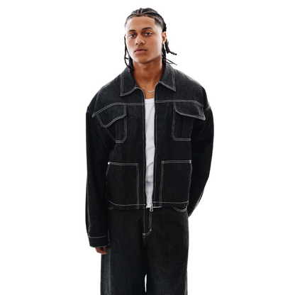 PIGNEO Carpenter Jacket Raw Denim Negro