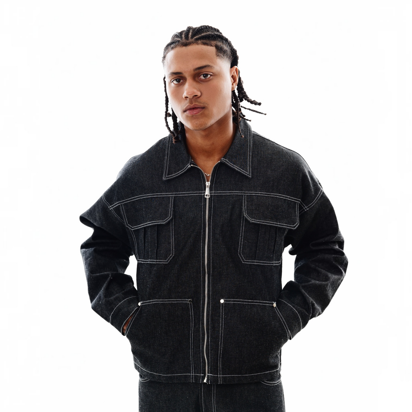 PIGNEO Carpenter Jacket Raw Denim Negro