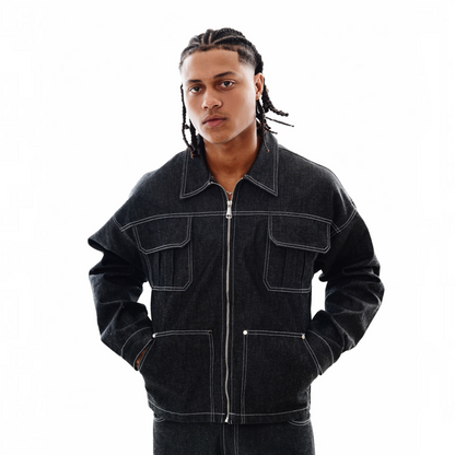 PIGNEO Carpenter Jacket Raw Denim Negro
