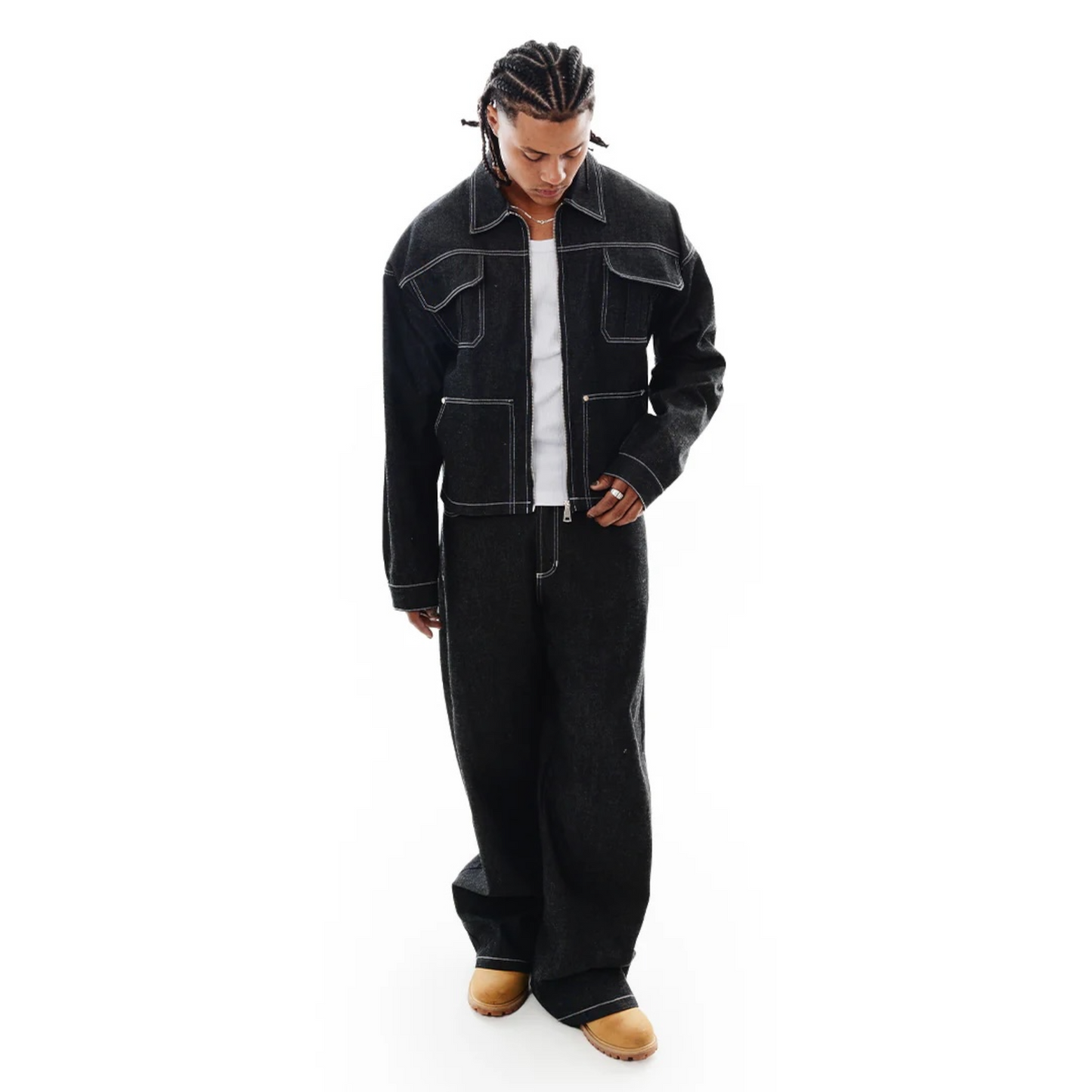 PIGNEO Rio Pant Raw Denim Negro