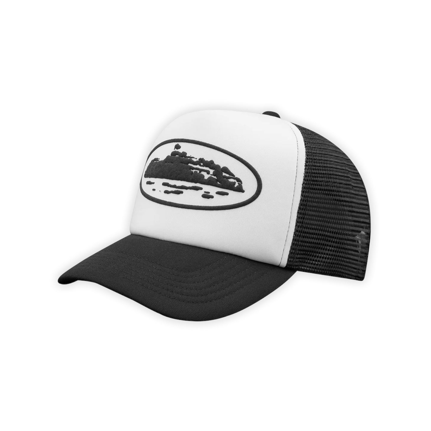 Corteiz Island Black - White Logo Trucker