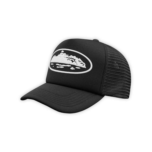 Corteiz Island Black Logo Trucker