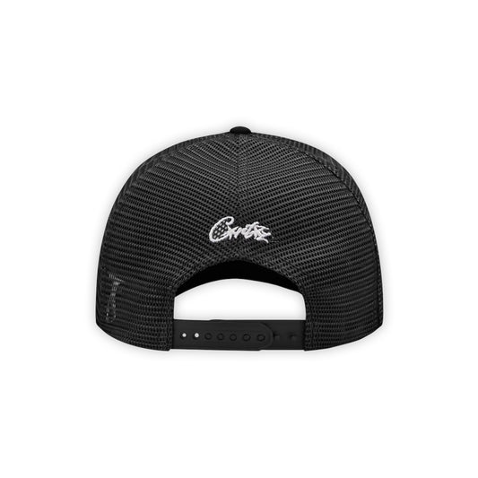 Corteiz Island Black Logo Trucker
