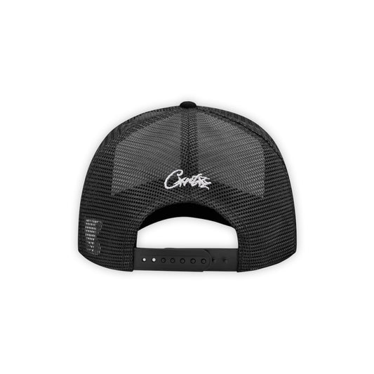 Corteiz Island Black - White Logo Trucker